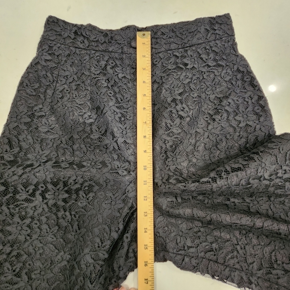 Vintage Lace Overlay Pants Womens 14 Black High Waisted Lined Y2K 80s Cocktail - Picture 11 of 14